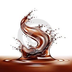 Vector realistic chocolate splash and liquid swirl