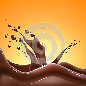 Vector realistic chocolate splash, liquid whirl