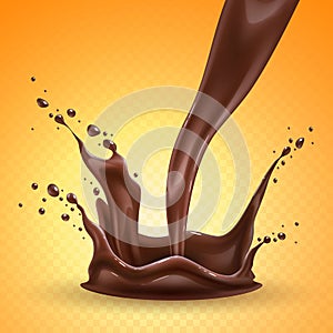 Vector realistic chocolate splash, liquid whirl