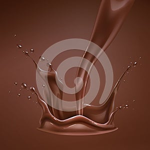 Vector realistic chocolate splash, liquid whirl