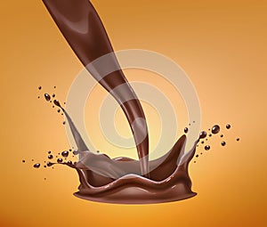 Vector realistic chocolate splash, liquid whirl