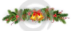 Vector christmas holly spruce tree garland photo