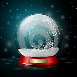 Vector realistic christmas snow globe.