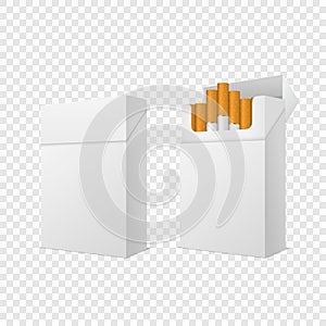 Vector Realistic Closed and Opened Clear Blank Empty and with Cigarettes Pack Box Set Isolated on Transparent Background