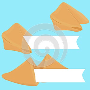 Vector realistic cracked fortune cookie with paper for your text