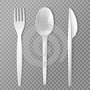 Vector realistic disposable fork knife spoon