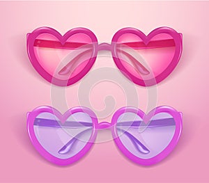 Vector realistic eyeglasses heart shape photobooth