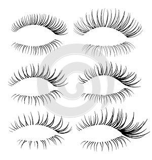 Vector realistic eyelash textures.