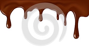 Vector realistic flowing chocolate isolated on white background