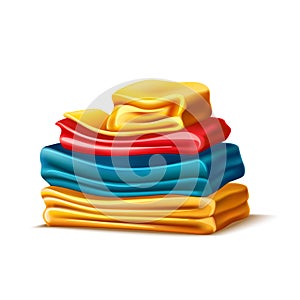 Vector realistic folded apparel or towel pile