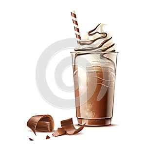 Vector realistic frappe coffee cream and chocolate