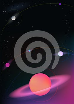 Vector realistic and futuristic space vertical background with b