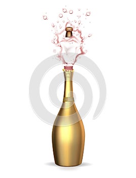 Vector realistic golden champagne explosion