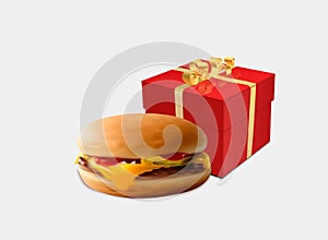 Vector Realistic Hamburger Classic Burger American Cheeseburger with Lettuce Tomato Onion Cheese Beef and Sauce Close up isolated