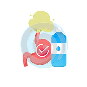 Vector realistic human stomach icon with water