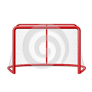 Vector realistic ice hockey goal with net