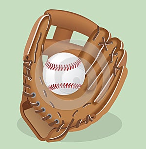 Vector realistic illustration. Baseball glove and ball.