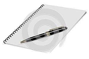 Vector realistic illustration notepad with luxury pen