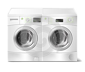 Vector realistic front-load washer and dryer photo