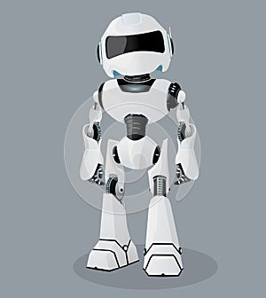 Vector realistic illustration of the white robot. Vector robot.