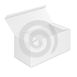 Vector realistic image of open rectangular paper box.