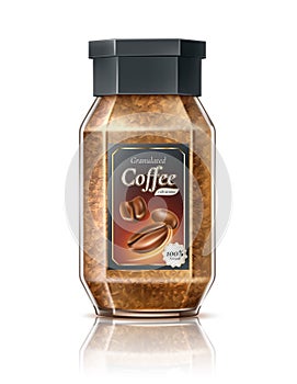 Vector realistic instant granulated coffee jar ad