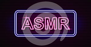 Vector realistic isolated neon sign of ASMR logo for decoration and covering