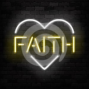 Vector realistic isolated neon sign of Faith logo for template decoration