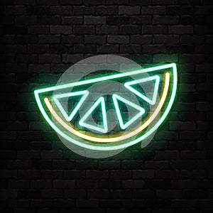 Vector realistic isolated neon sign of Lime logo for template decoration