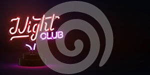 Vector realistic isolated neon sign of Night Club typography logo with copy space for party invitation template decoration and lay