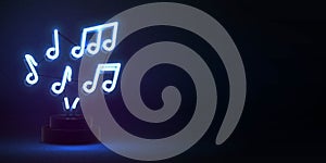 Vector realistic isolated neon sign of Notes for invitation decoration and covering. Concept of music.