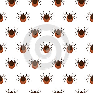 Vector realistic isolated seamless pattern with tick insects for decoration and covering on the white background.