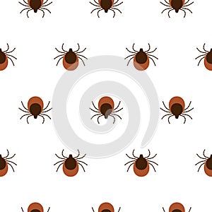 Vector realistic isolated seamless pattern with tick insects for decoration and covering on the white background