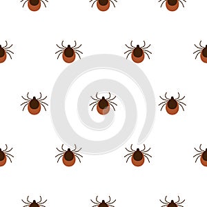 Vector realistic isolated seamless pattern with tick insects for decoration and covering on the white background. Flat