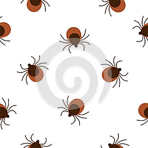 Vector realistic isolated seamless pattern with tick insects for decoration and covering on the white background. Flat