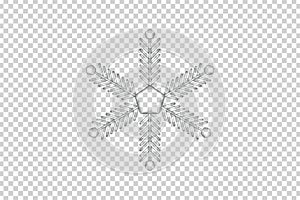 Vector realistic isolated Snowflake for decoration and covering on the transparent background. Concept of Happy New Year and Merry