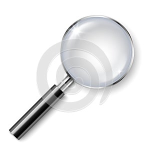 Vector realistic magnifying glass with shadow isolated on white background