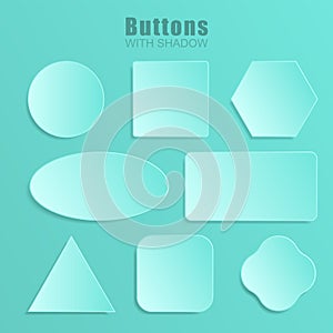 Vector realistic Matted turquoise color Web buttons symbol set isolated on a turquoise background