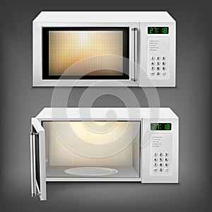 Vector realistic microwave oven with light inside