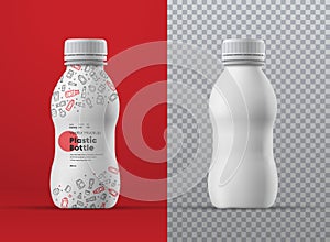 Vector realistic mockup of white plastic curly bottle for drinks