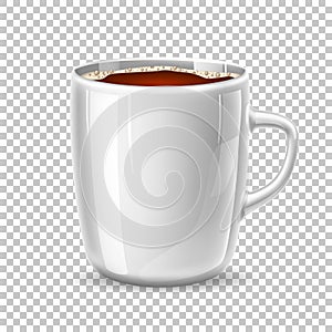 Vector realistic mug, cup of coffee side view