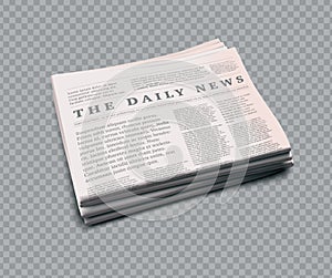 Vector realistic newspaper with empty space to add your own text and pictures on transparent background. - Vector