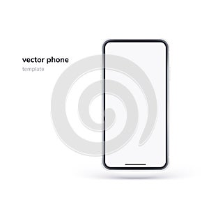 Vector Realistic phone isolated on white background. Mock up with empty screen for business presentations