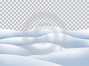 Vector realistic piles of snow on the ground isolated on transparent background