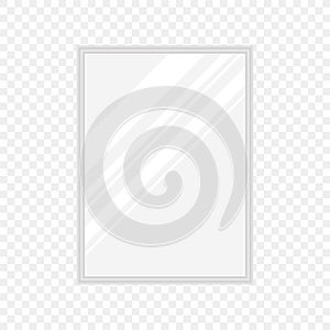 Vector realistic rectangular mirrors with blurry reflection. Mirror frames or mirror decor interior