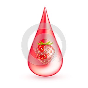 Vector realistic red strawberry juice sdrop