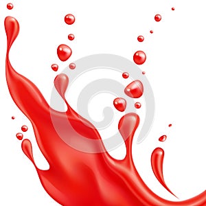 Vector realistic red tomato juice splash paint