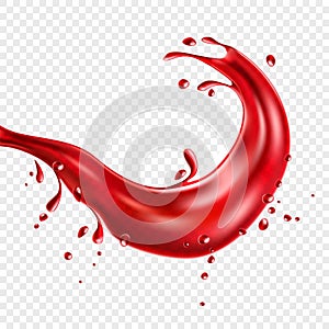 Vector realistic red tomato juice splash paint