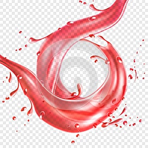 Vector realistic red tomato juice splash paint