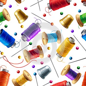 Vector seamless pattern with sewing tools